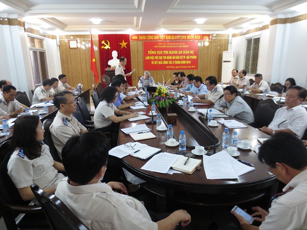 Tổng cục trưởng Tổng cục Thi hành án dân sự Hoàng Sỹ Thành làm việc với Cục Thi hành án dân sự thành phố Hải Phòng về tình hình thực hiện chỉ tiêu, nhiệm vụ thi hành án dân sự 08 tháng đầu năm 2016