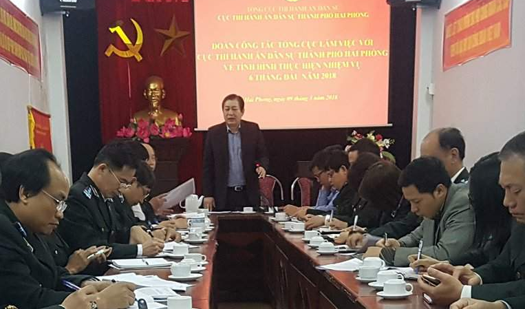 Đoàn công tác Tổng cục Thi hành án dân sự - Bộ Tư pháp làm việc tại Cục Thi hành án dân sự thành phố Hải Phòng ngày 09/3/2018