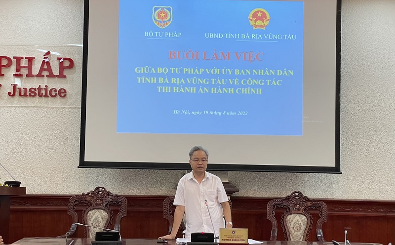 Bộ Tư pháp làm việc với Ủy ban nhân dân tỉnh Bà Rịa - Vũng Tàu về công tác thi hành án hành chính