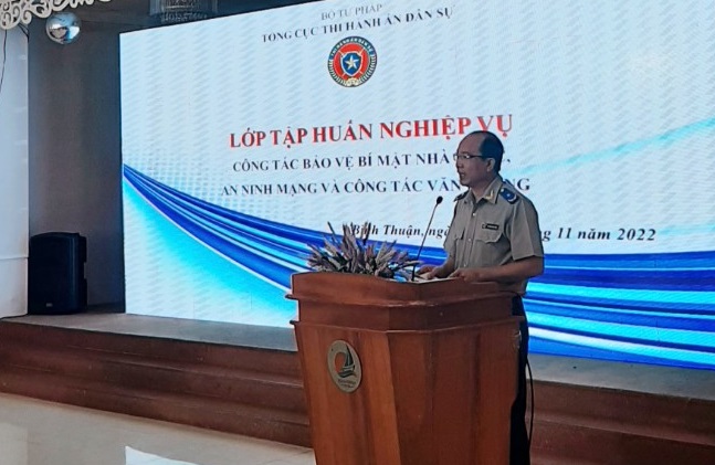 Tổng cục Thi hành án dân sự tổ chức lớp tập huấn nghiệp vụ công tác bảo vệ bí mật nhà nước, an ninh mạng và một số nội dung công tác văn phòng tại Bình Thuận