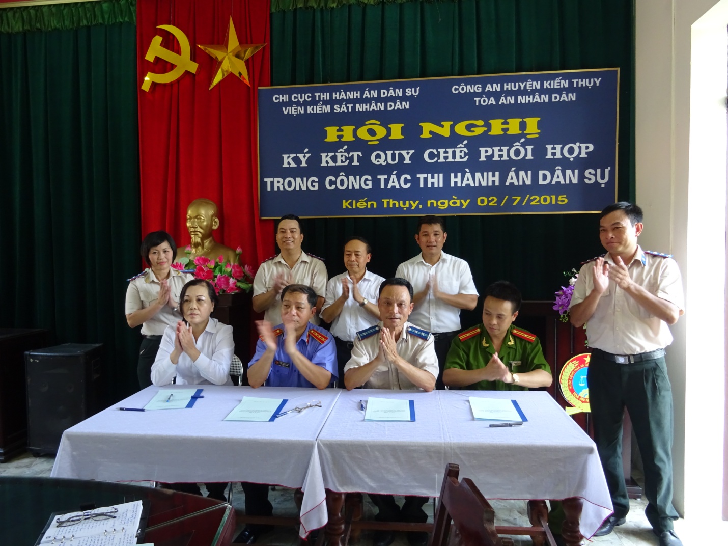 Chi cục Thi hành án dân sự huyện Kiến Thụy ký kết quy chế phối hợp liên ngành trong công tác Thi hành án dân sự