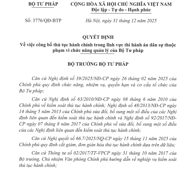 Công bố thủ tục hành chính trong lĩnh vực thi hành án dân sự góp phần nâng cao hiệu lực, hiệu quả công tác thi hành án dân sự và phục vụ Nhân dân ngày càng tốt hơn.