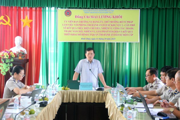 Thứ trưởng Mai Lương Khôi làm việc với Phòng THADS Khu vực 2 – Cần Thơ