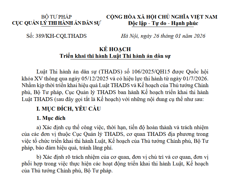Triển khai thi hành Luật Thi hành án dân sự năm 2025