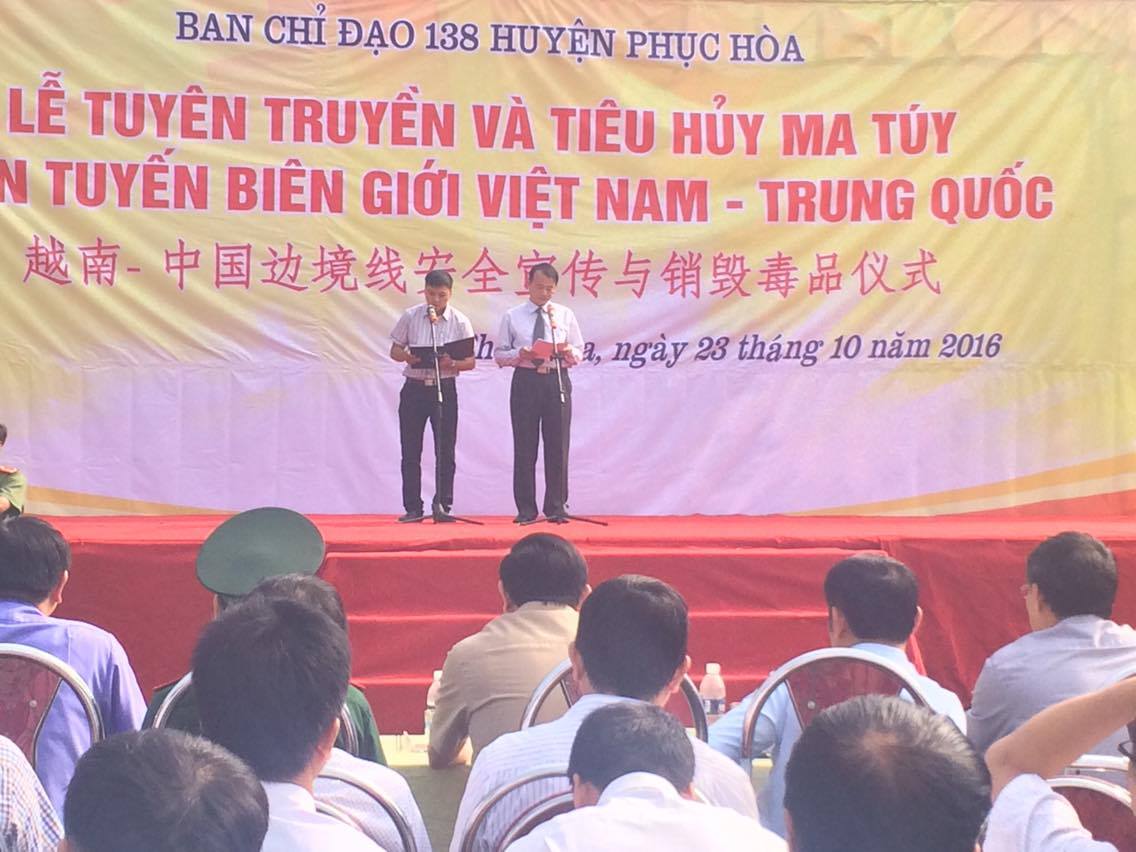 Cục THADS tỉnh Cao Bằng phối hợp với Ban Chỉ đạo 138 tỉnh Cao Bằng và Ban Chỉ đạo 138 huyện Phục Hòa tổ chức tiêu hủy ma túy