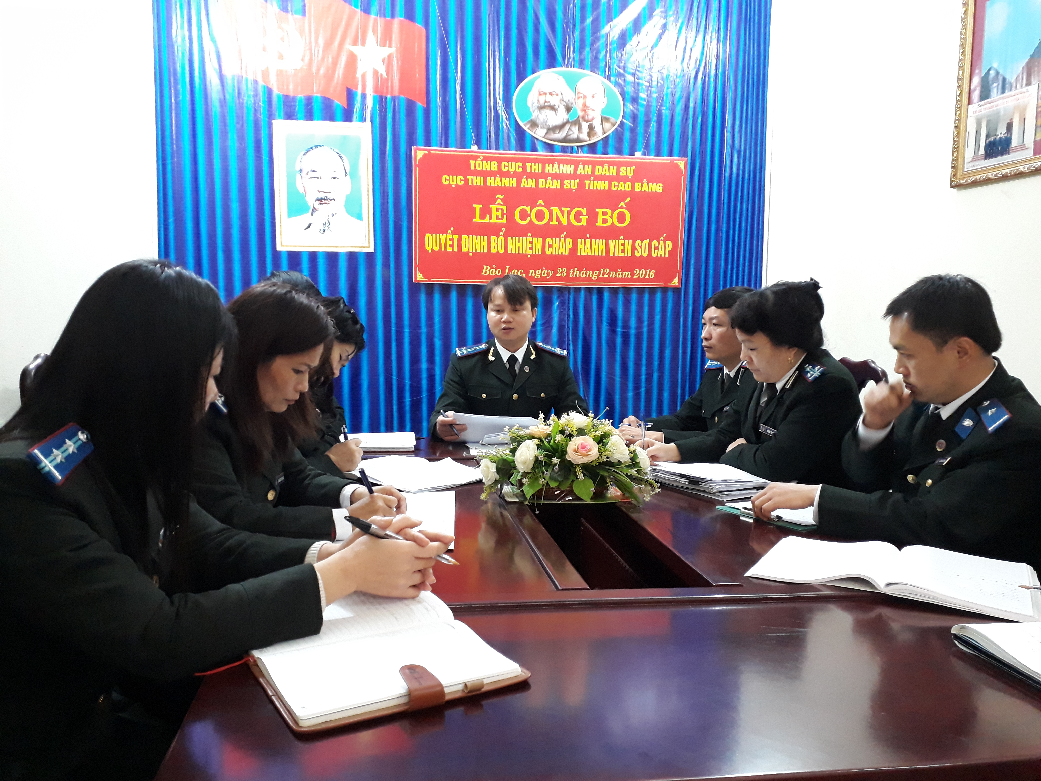 Cục Thi hành án dân sự tỉnh Cao Bằng kiểm tra tình hình triển khai thực hiện nhiệm vụ đầu năm và phúc tra việc thực hiện kết luận kiểm tra tại Chi cục Thi hành án dân sự huyên Bảo Lạc