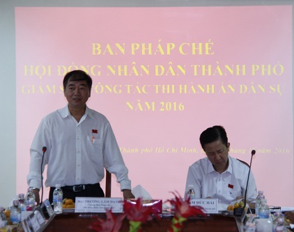 Ban pháp chế Hội đồng nhân dân thành phố giám sát công tác thi hành án dân sự năm 2016