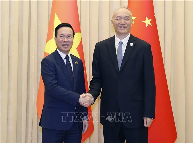 Chủ tịch nước Võ Văn Thưởng hội kiến Bí thư Ban Bí thư Đảng Cộng sản Trung Quốc