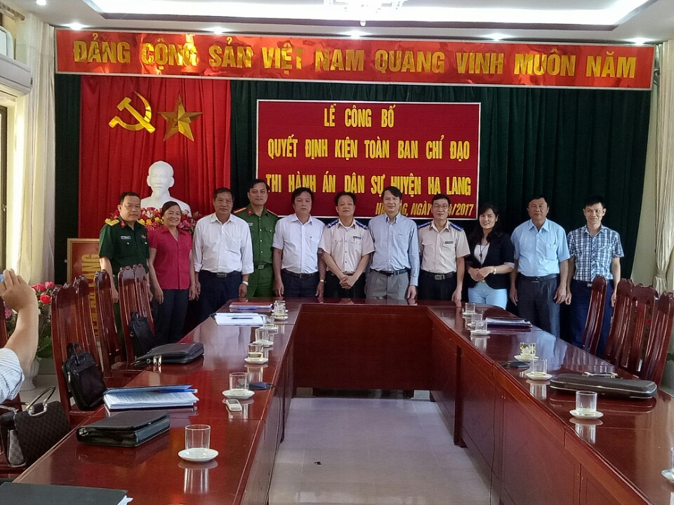 Lễ công bố Quyết định kiện toàn Ban chỉ đạo Thi hành án dân sự huyện Hạ Lang