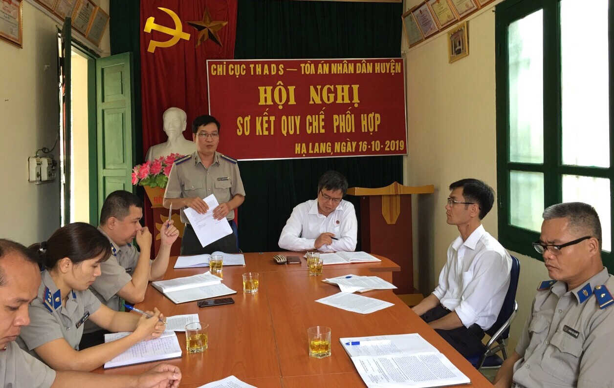 Hội nghị sơ kết 02 năm thực hiện Quy chế phối hợp giữa Chi cục Thi hành án dân sự và Tòa Án nhân dân huyện Hạ Lang