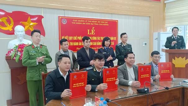 THADS tỉnh Cao Bằng tổ chức Lễ ký kết Quy chế phối hợp trong công tác thi hành án dân sự với UBND các xã trên địa bàn khu vực 5 .