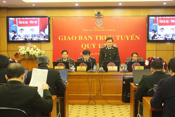 Giao ban trực tuyến công tác thi hành án dân sự quý I năm 2018