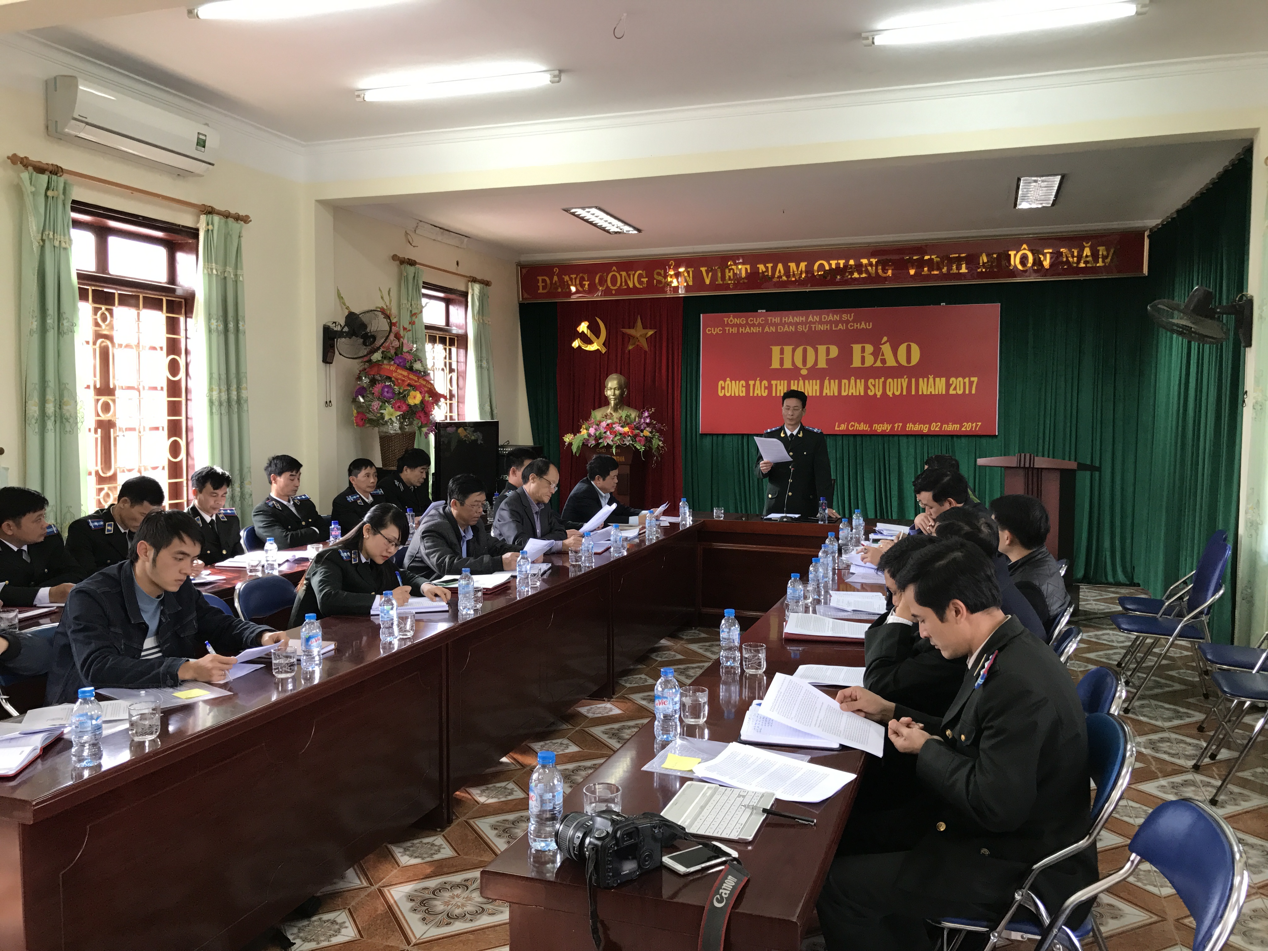 CỤC THI HÀNH ÁN DÂN SỰ TỈNH LAI CHÂU TỔ CHỨC HỌP BÁO CÔNG TÁC THI HÀNH ÁN DÂN SỰ QUÝ I NĂM 2017