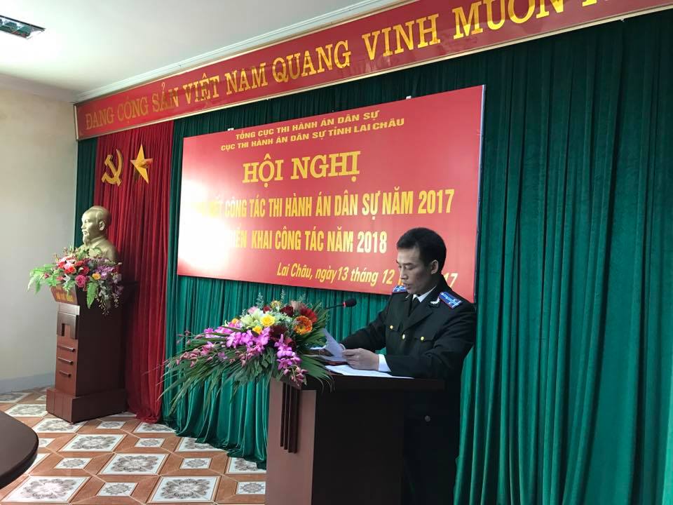 CỤC THI HÀNH ÁN DÂN SỰ TỈNH LAI CHÂU TỔ CHỨC LỄ CÔNG BỐ, TRAO QUYẾT ĐỊNH GIAO QUYỀN CỤC TRƯỞNG CỤC THADS TỈNH LAI CHÂU VÀ HỘI NGHỊ TRIỂN KHAI CÔNG TÁC THADS NĂM 2018