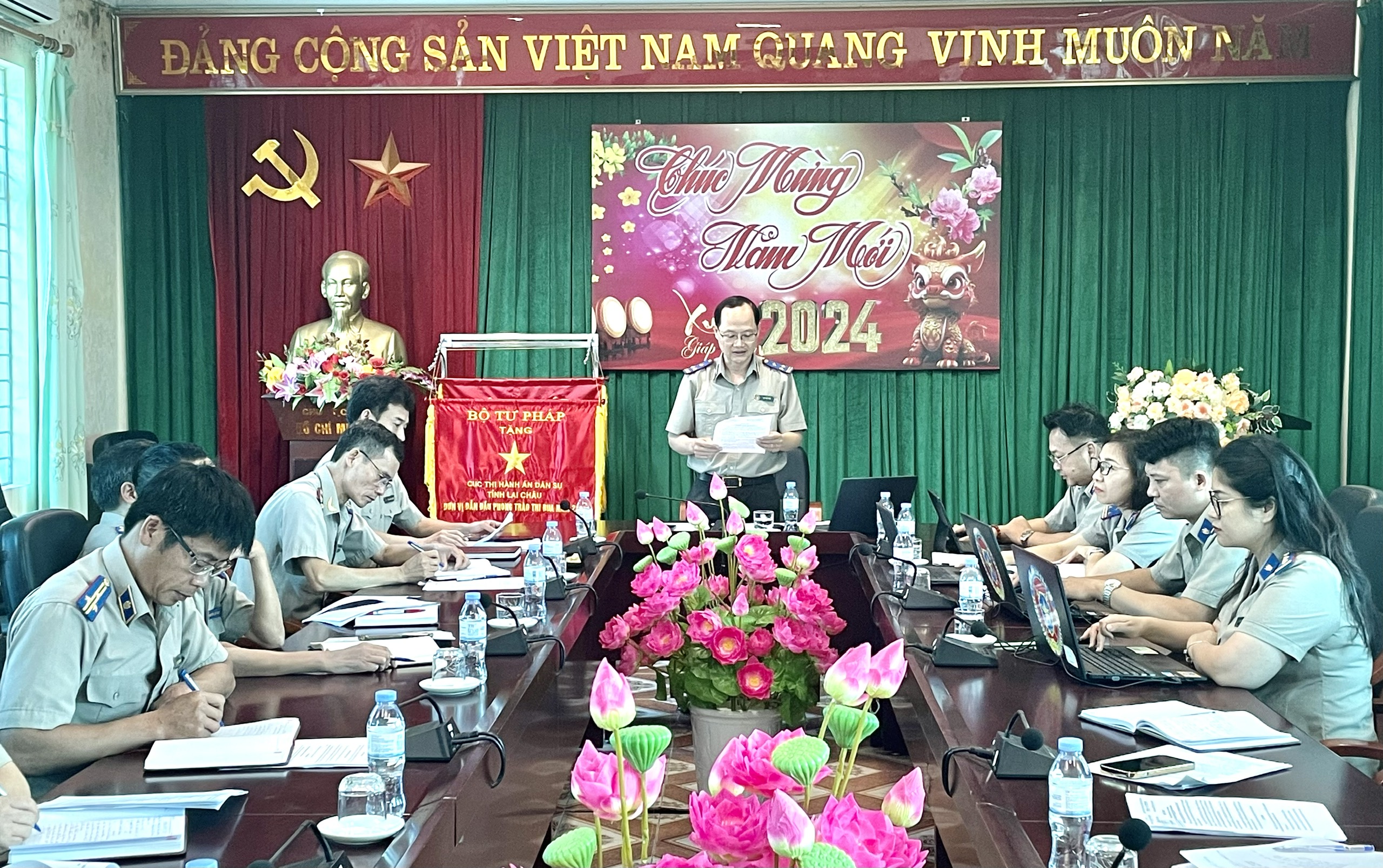 Tổng cục Thi hành án dân sự kiểm tra chuyên đề công tác văn phòng và chế độ báo cáo thống kê thi hành án dân sự tại Cục Thi hành án dân sự tỉnh Lai Châu