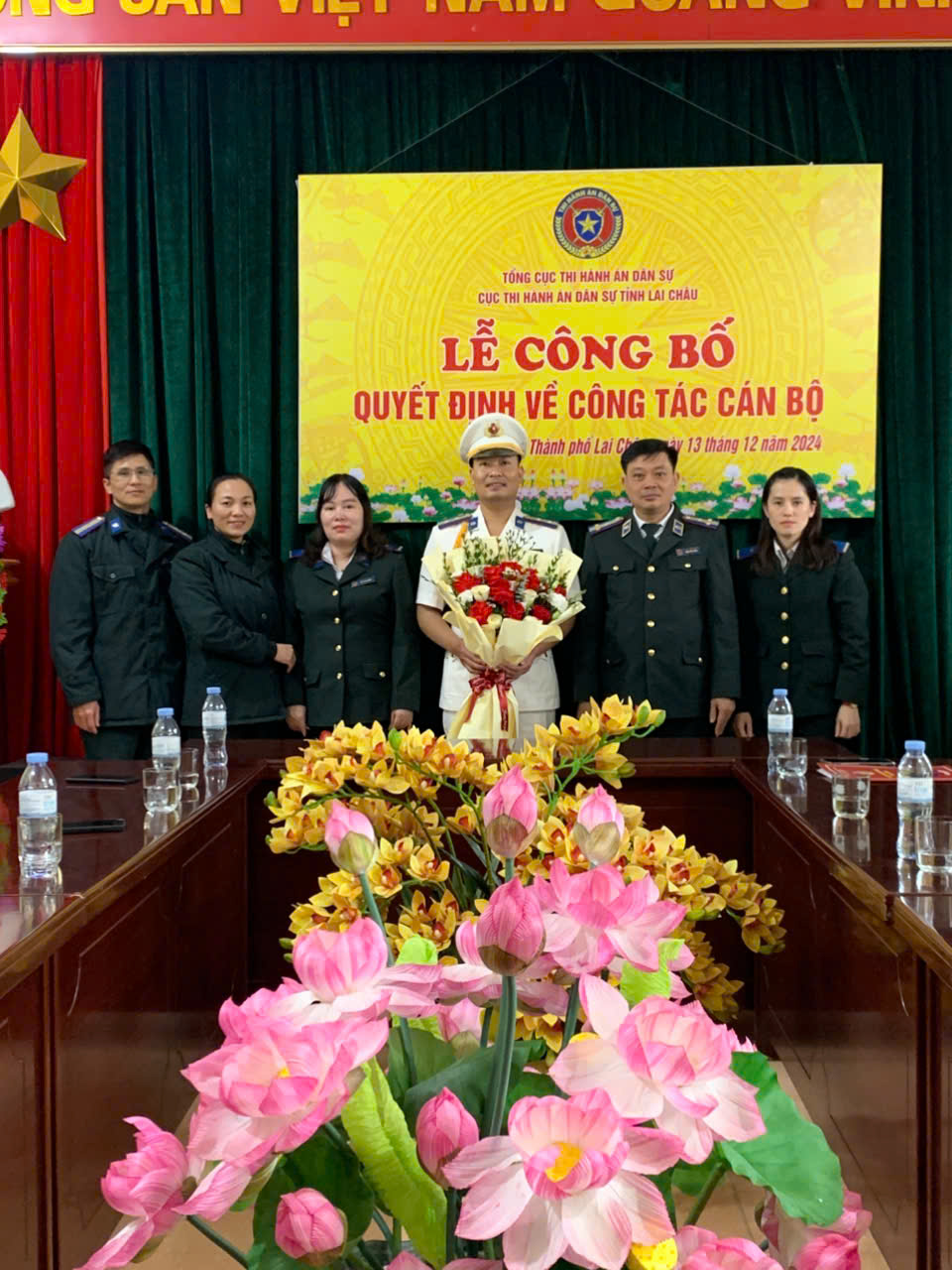 Cục Thi hành án dân sự tỉnh Lai Châu tổ chức Lễ công bố Quyết định bổ nhiệm Phó Chi cục trưởng Chi cục Thi hành án dân sự Thành phố Lai Châu