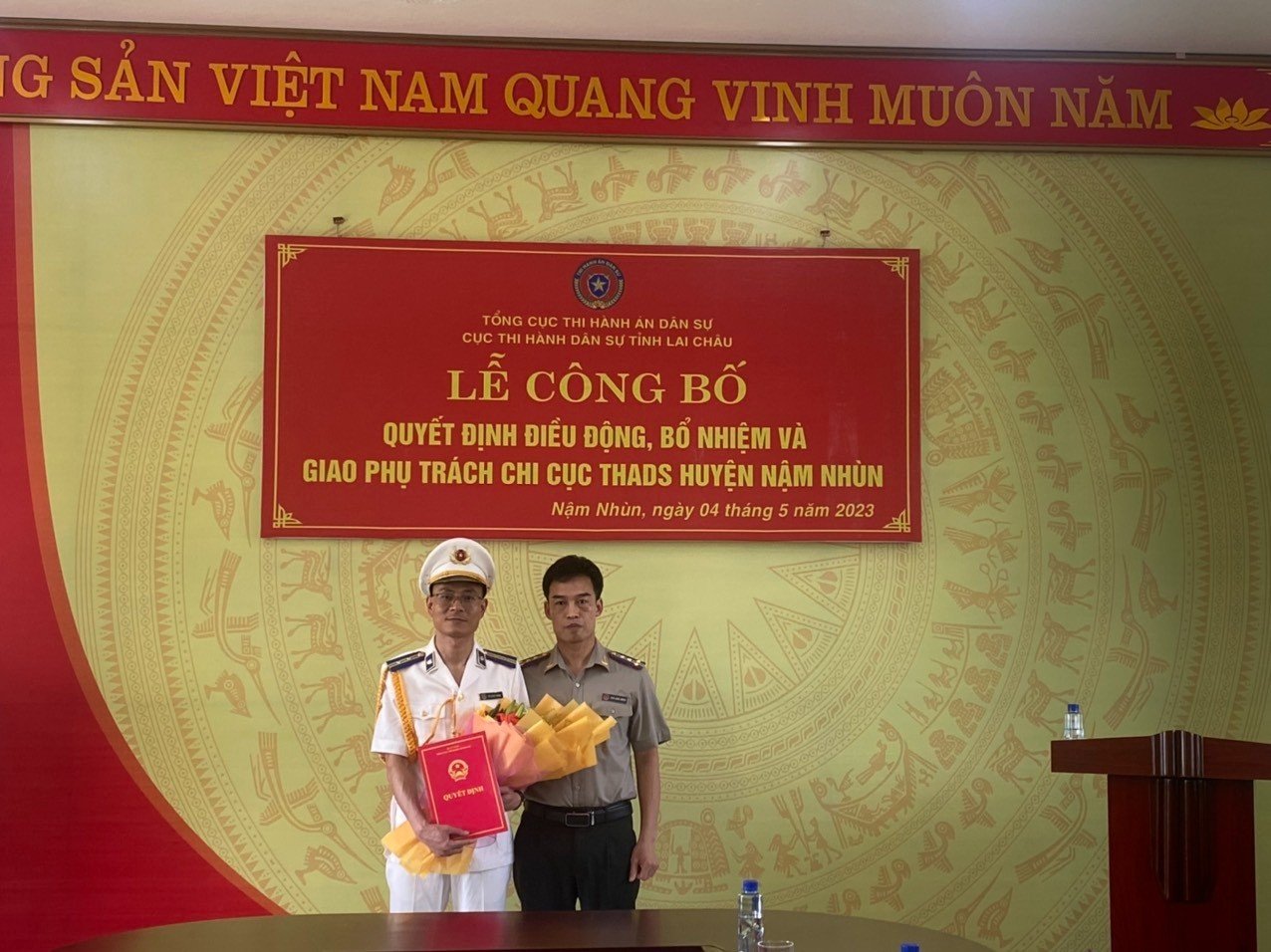 Cục Thi hành án dân sự tỉnh Lai Châu tổ chức Lễ công bố  Quyết định điều động, bổ nhiệm và giao Phó Chi cục trưởng  phụ trách Chi cục Thi hành án dân sự huyện Nậm Nhùn, tỉnh Lai Châu