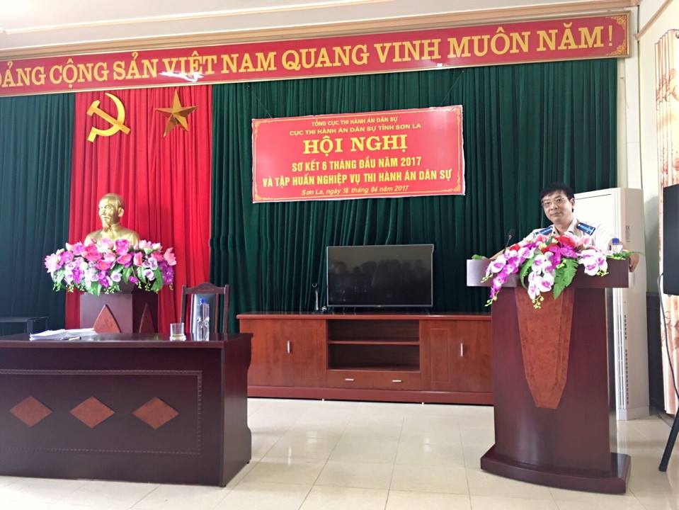 Cục THADS tỉnh Sơn La tổ chức Hội nghị sơ kết công tác thi hành án dân sự 6 tháng đầu năm và triển khai kế hoạch công tác 6 tháng cuối năm 2017; Tập huấn một số nội dung liên quan đến công tác thi hành án dân sự