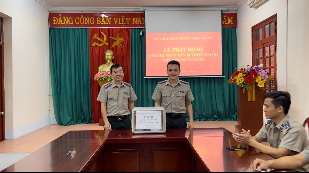 Cục THADS tỉnh Lạng Sơn tổ chức Lễ phát động Ủng hộ nhân dân bị thiệt hại do cơn bão số 3 gây ra (YAGI)