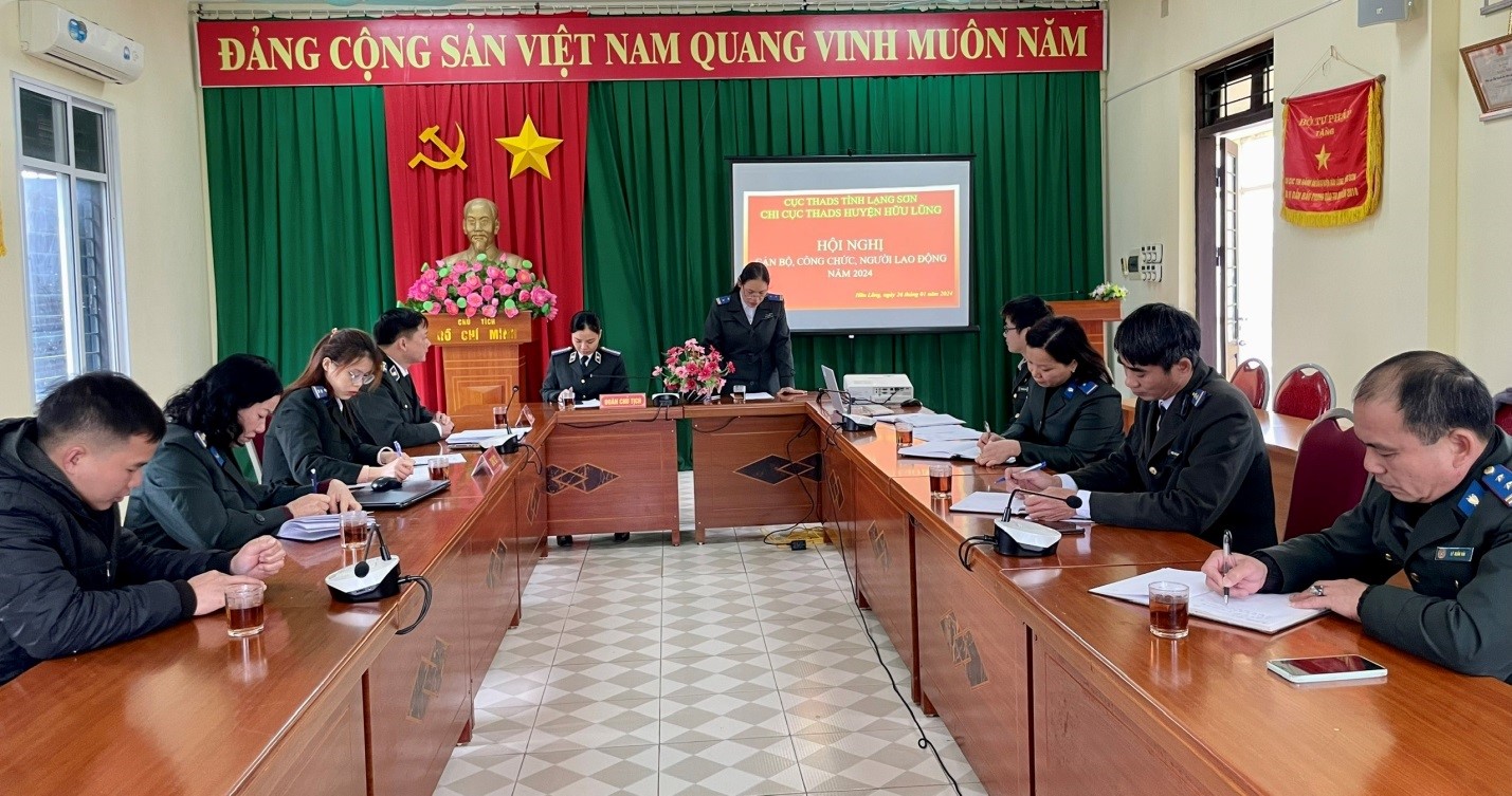 Chi cục Thi hành án dân sự huyện Hữu Lũng tổ chức Hội nghị Công chức, người lao động và triển khai nhiệm vụ năm 2024