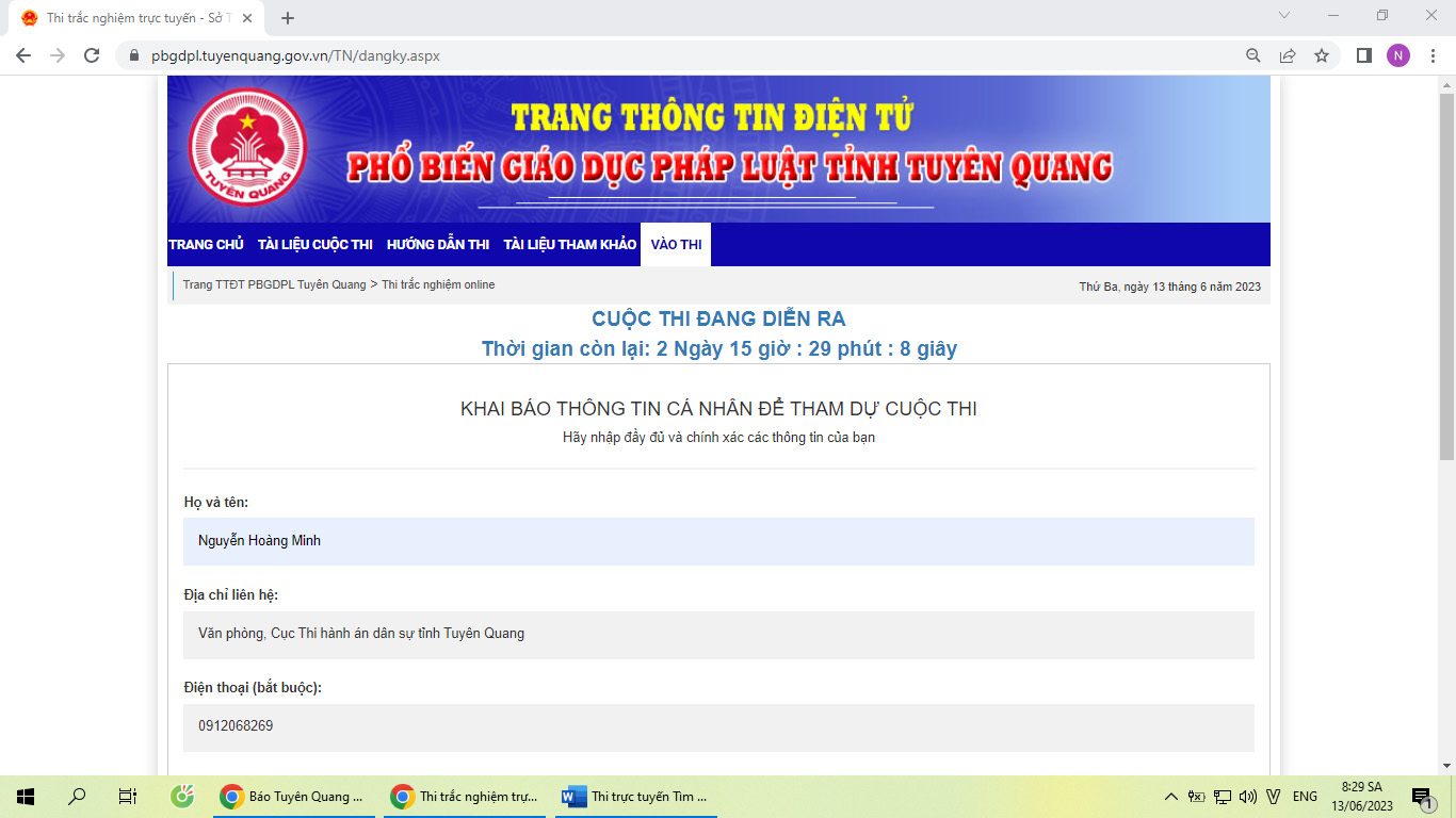 Công chức, người lao động trong các cơ quan Thi hành án dân sự tỉnh tích cực hưởng ứng tham gia cuộc thi trực tuyến "Tìm hiều quy định về phòng, chống tham nhũng, tiêu cực”