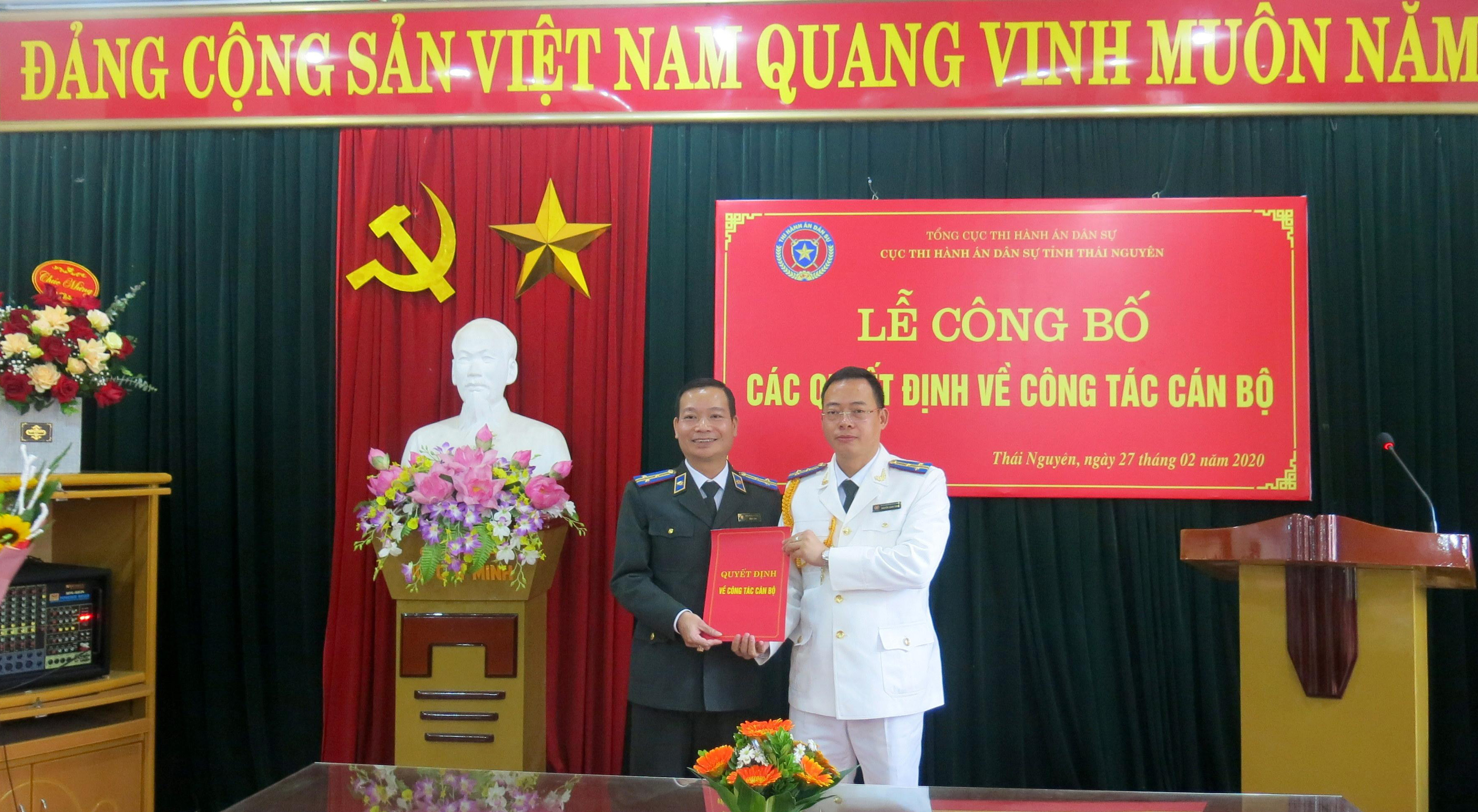 Công bố Quyết định bổ nhiệm Phó Cục trưởng Cục Thi hành án dân sự tỉnh Thái Nguyên