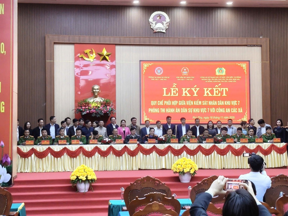 Thi hành án dân sự Khu vực 7 Phú Thọ Ký kết Quy chế phối hợp nâng cao hiệu quả thi hành án dân sự