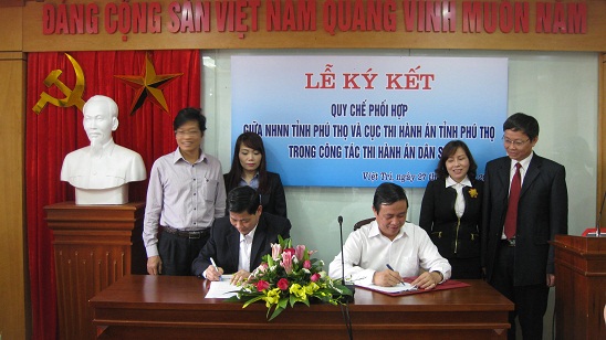 Cục THADS, Ngân hàng Nhà nước tỉnh Phú Thọ  Ký Quy chế phối hợp trong công tác thi hành án dân sự