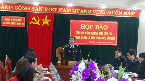 Cục Thi hành án dân sự tỉnh Phú Thọ Tổ chức Họp báo Quý I năm 2017