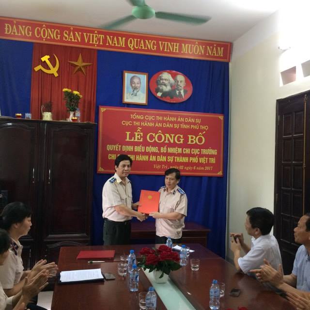 Cục Thi hành án dân sự tỉnh Phú Thọ tổ chức Lễ công bố Quyết định bổ nhiệm chức vụ Chi cục trưởng Chi cục Thi hành án dân sự huyện Phù Ninh và Chi cục Thi hành án dân sự TP Việt Trì