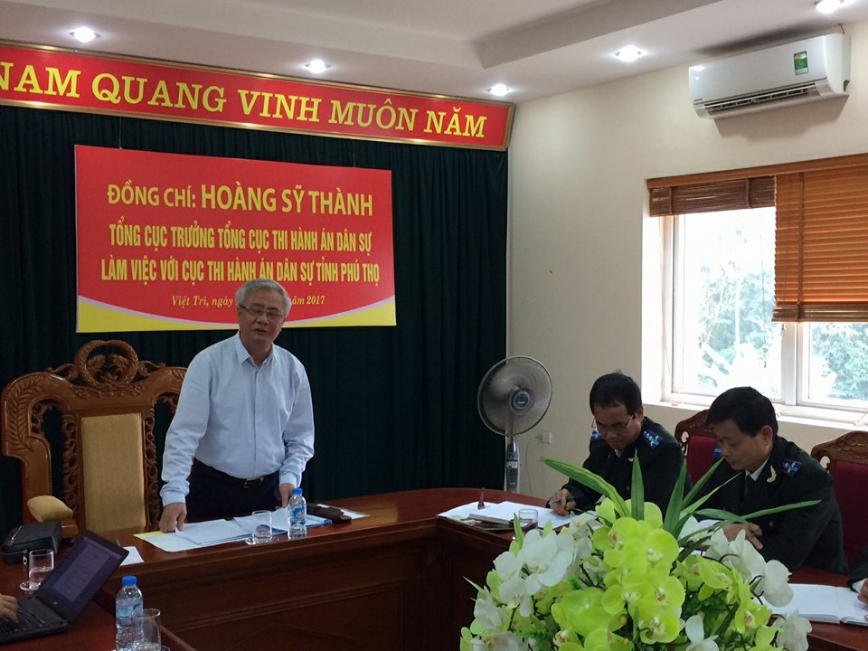 Tổng cục trưởng Hoàng Sỹ Thành thăm và làm việc tại Cục Thi hành án dân sự tỉnh Phú Thọ