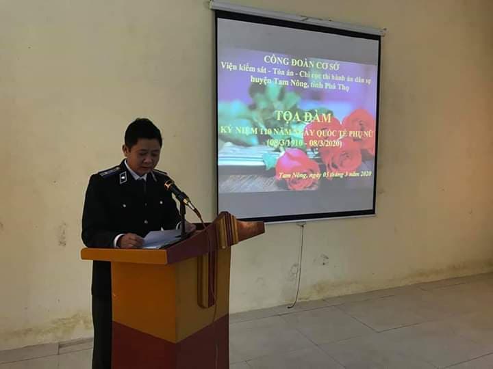 Công đoàn cơ sở Chi cục THADS huyện Tam Nông phối hợp với  Công đoàn cơ sở Viện kiểm sát nhân dân và Toà án nhân dân huyện Tam Nông tổ chức Toạ đàm kỷ niệm 110 năm Ngày Quốc tế phụ nữ