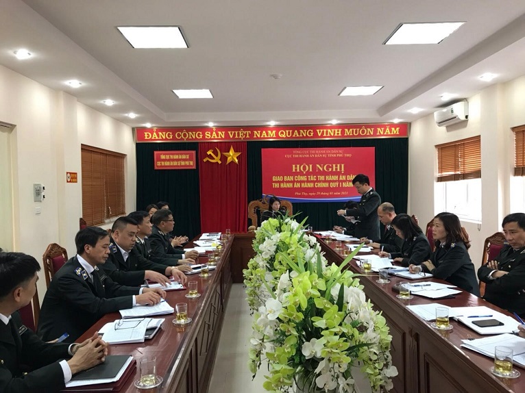Chiều ngày 29/01/2021,  tại trụ sở Cục THADS, Cục Thi hành án dân sự tỉnh Phú Thọ tổ chức Hội nghị giao ban công tác THADS, thi hành án hành chính quý I năm 2021