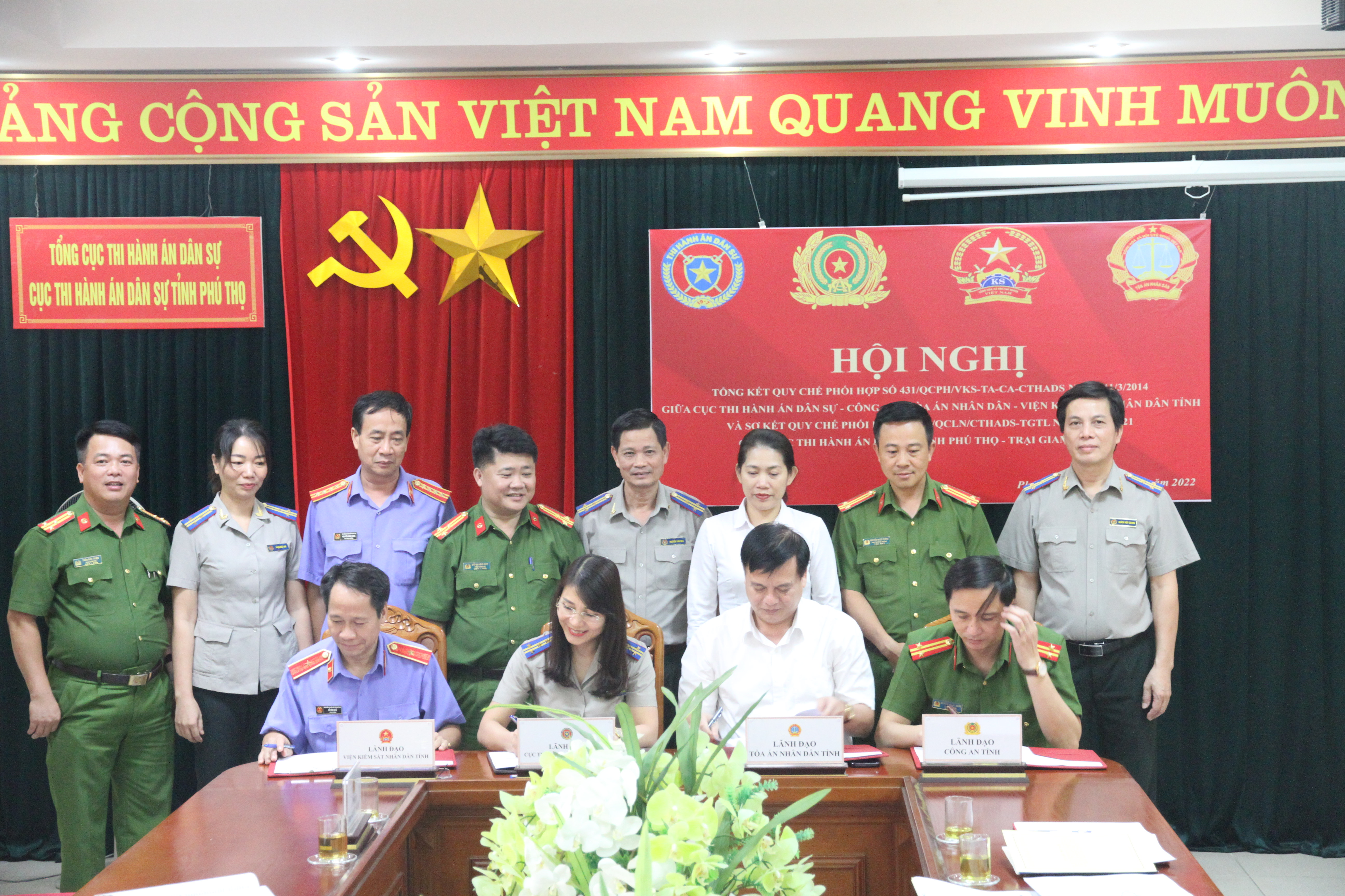 Hội nghị tổng kết Quy chế phối hợp giữa Cục Thi hành án dân sự tỉnh Phú Thọ - Công an tỉnh Phú Thọ - Tòa án nhân dân tỉnh Phú Thọ - Viện Kiểm sát nhân dân tỉnh Phú Thọ và sơ kết quy chế phối hợp giữa Cục Thi hành án dân sự tỉnh Phú Thọ - Trại giam Tân Lập