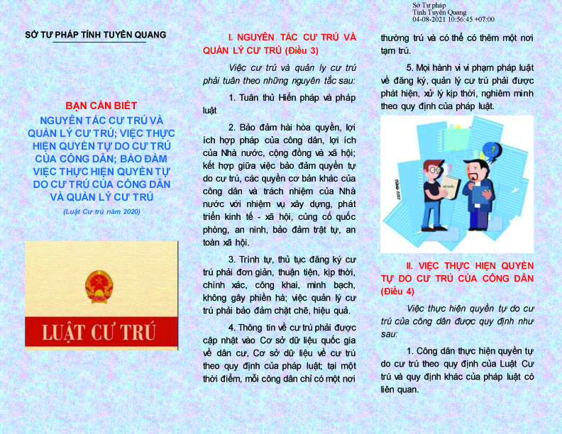 Tài liệu tuyên truyền Luật Cư trú năm 2020