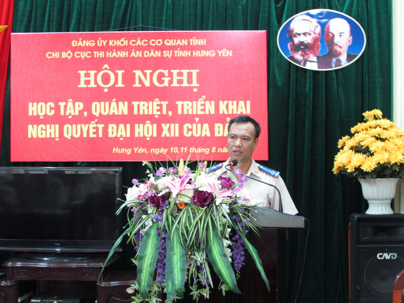 Cục Thi hành án dân sự tỉnh Hưng Yên: Học tập, quán triệt Nghị quyết Đại hội đại biểu toàn quốc lần thứ XII của Đảng