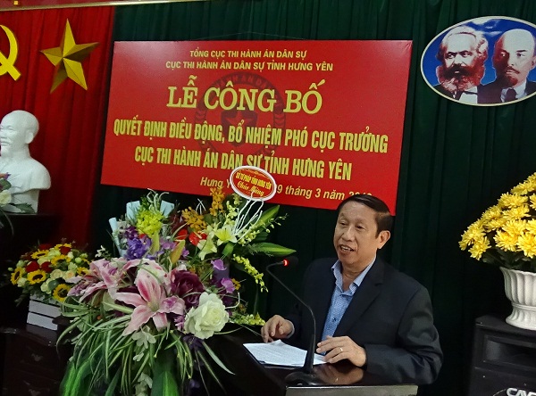 Công bố trao Quyết định bổ nhiệm Phó Cục trưởng Cục Thi hành án dân sự tỉnh Hưng Yên