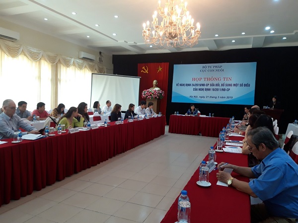 HỌP THÔNG TIN VỀ NGHỊ ĐỊNH 24/2019/NĐ-CP NGÀY 05/3/2019 SỬA ĐỔI, BỔ SUNG MỘT SỐ ĐIỀU CỦA NGHỊ ĐỊNH 19/2011/NĐ-CP HƯỚNG DẪN THI HÀNH MỘT SỐ ĐIỀU CỦA LUẬT NUÔI CON NUÔI