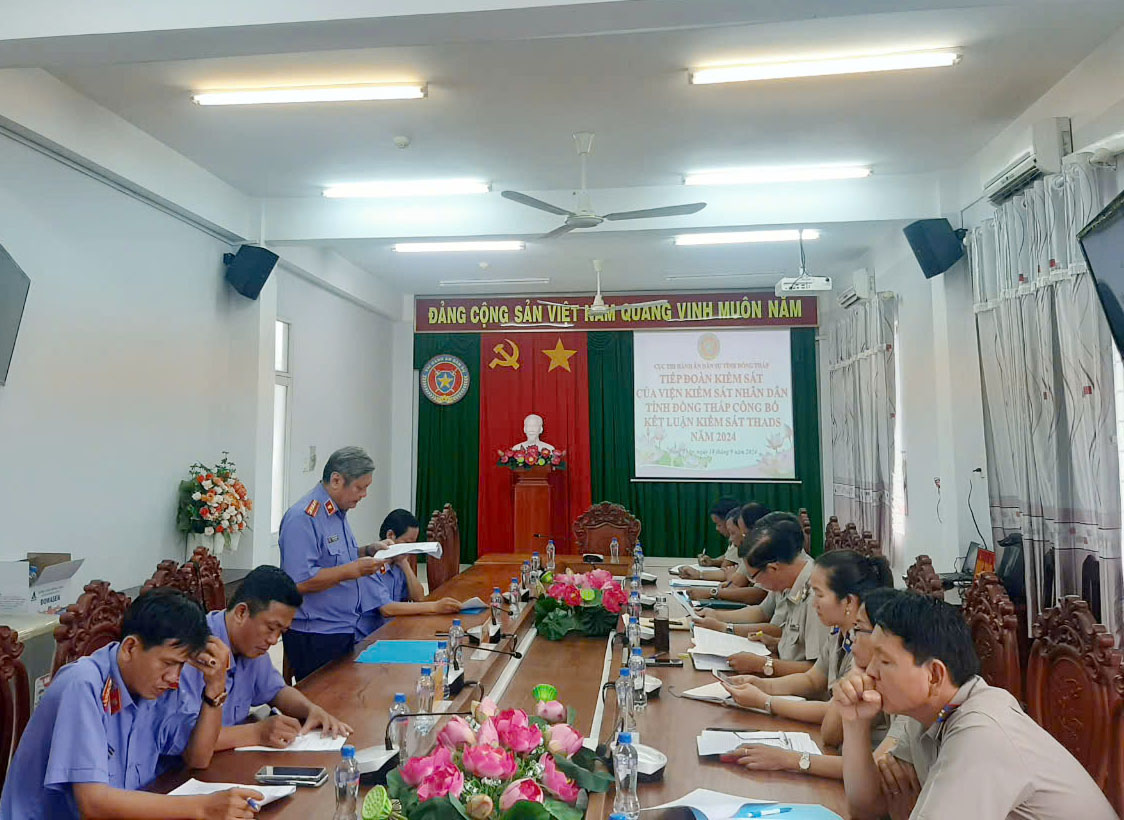 Viện kiểm sát nhân dân tỉnh Đồng Tháp công bố Kết luận trực tiếp kiểm sát công tác THADS năm 2024 tại Cục THADS tỉnh Đồng Tháp