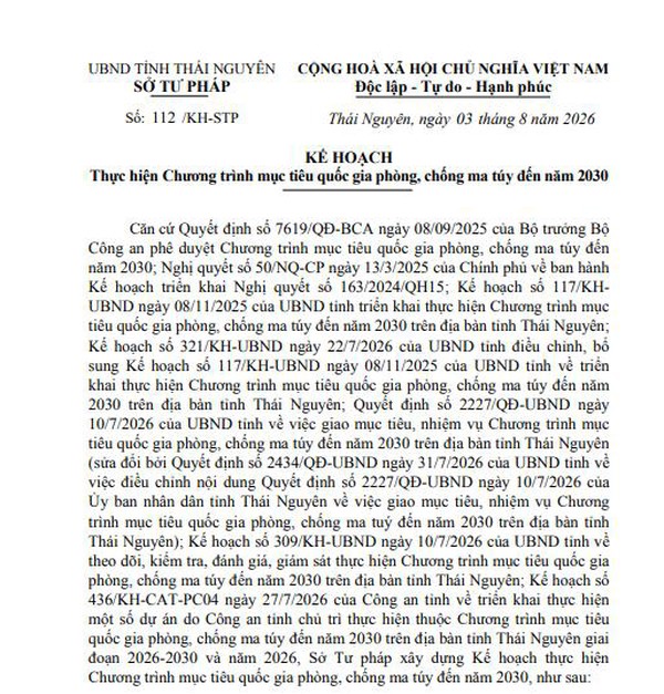 Ảnh đại diện Thái Nguyên: Ban hành kế hoạch thực hiện Chương trình mục tiêu quốc gia phòng, chống ma túy