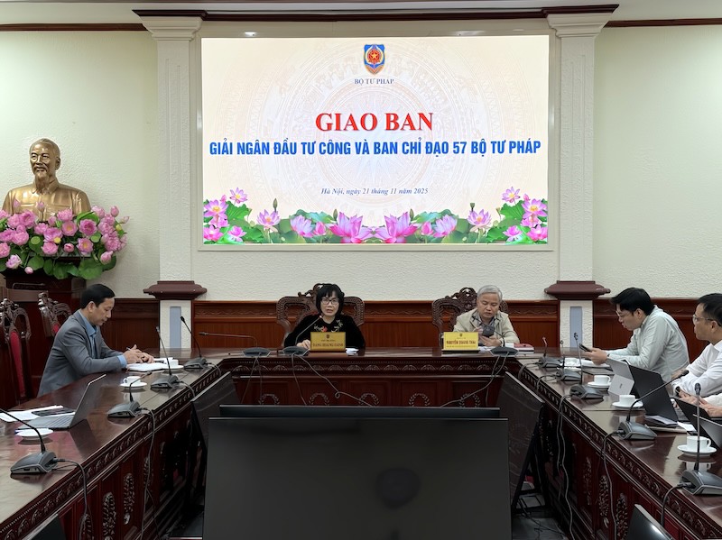 Giao ban giải ngân đầu tư công và Ban Chỉ đạo 57 Bộ Tư pháp