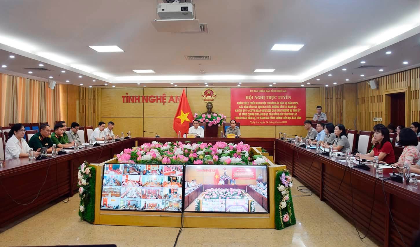 Ảnh đại diện ubnd tỉnh nghệ an tổ chức hội nghị quán triệt, triển khai luật thads năm 2025 và các văn bản quy định chi tiết, hướng dẫn thi hành; đồng thời quán triệt, triển khai chỉ thị 14-ct/tu của ban thường vụ tỉnh ủy và một số nội dung quan trọng có liên quan