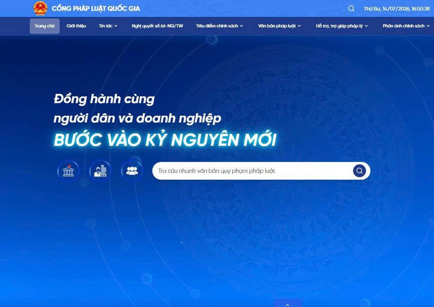 Ảnh đại diện bài viết: giao diện cổng pháp luật quốc gia. (ảnh chụp màn hình)

