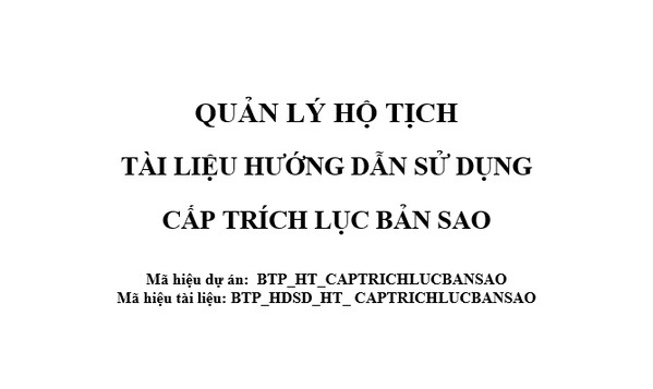 Ảnh đại diện Tài liệu hướng dẫn sử dụng Hộ tịch - Cấp trích lục bản sao