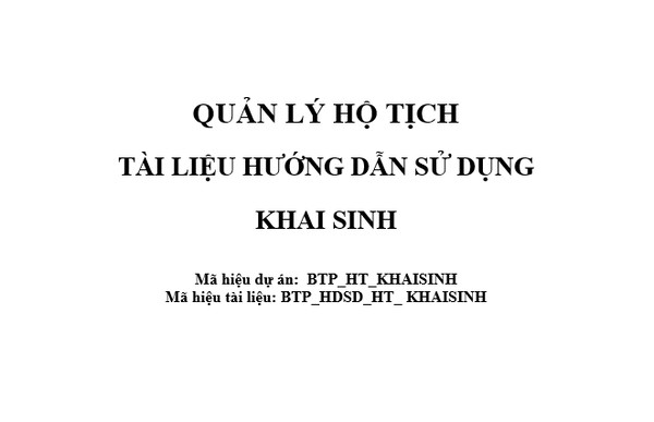 Ảnh đại diện Tài liệu hướng dẫn sử dụng Hộ tịch - Thủ tục Đăng ký Khai sinh