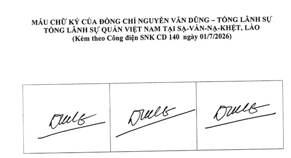 Ảnh đại diện Thông báo chữ ký của đồng chí Nguyễn Văn Dũng, Tổng Lãnh sự, Đại sứ quán nước CHXHCN Việt Nam tại Savannakhe