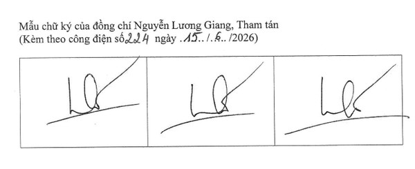 Ảnh đại diện Thông báo chữ ký của đồng chí Nguyễn Lương Giang, Tham tán, Đại sứ quán nước CHXHCN Việt Nam tại Singapore