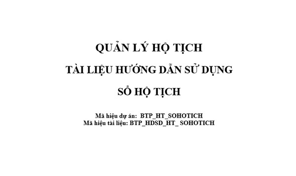 Ảnh đại diện Tài liệu hướng dẫn sử dụng Hộ tịch - Sổ Hộ tịch