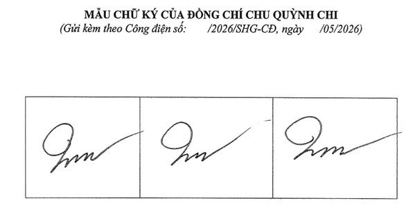 Ảnh đại diện Thông báo chữ ký của đồng chí Chu Quỳnh Chi, Lãnh sự, Tổng lãnh sự quán nước CHXHCN Việt Nam tại Thượng Hải