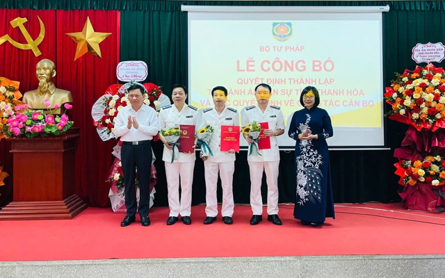 Bộ Tư pháp công bố các quyết định về công tác tổ chức, cán bộ của THADS tỉnh Thanh Hóa